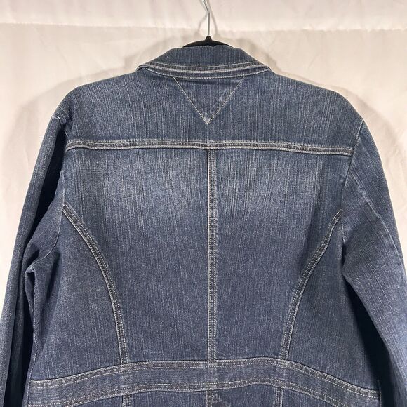 Tommy Hilfiger Jean Jacket Women's XL Dark Wash Denim Button Up Pockets Cotton - Picture 9 of 11